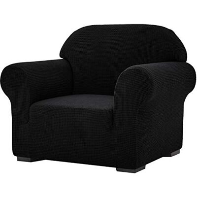 subrtex SU 1 housse de canapé extensible épaisse pour salon Protection de meubles douce pour enfants/chiens Lavable (chaise, noir) subrtex SU 1 housse de canapé extensible épaisse pour salon Protection de meubles douce pour enfants/chiens Lavable (chaise, noir)