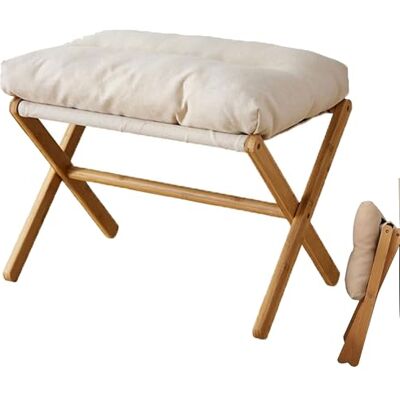 RenDiuJups Repose-pieds pliable avec coussin amovible, tabouret ottoman en bambou pour salon, chambre à coucher et changement de chaussures, rembourrage en coton épais, design pliable peu encombrant RenDiuJups Repose-pieds pliable avec coussin amovible, tabouret ottoman en bambou pour salon, chambre à coucher et changement de chaussures, rembourrage en coton épais, design pliable peu encombrant