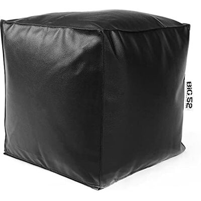 LiveDeco Pouf Cube Intérieur, Déhoussable, Salon, Chambre, Simili Cuir Noir BiG52 LiveDeco Pouf Cube Intérieur, Déhoussable, Salon, Chambre, Simili Cuir Noir BiG52