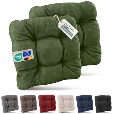 Beautissu Premium Set de 2 galette chaise jardin extérieur résistant aux UV 40x40cm vert foncé 8cm épaisseur coussin siège robuste fauteuil terasse balcon HighLux SK Beautissu Premium Set de 2 galette chaise jardin extérieur résistant aux UV 40x40cm vert foncé 8cm épaisseur coussin siège robuste fauteuil terasse balcon HighLux SK