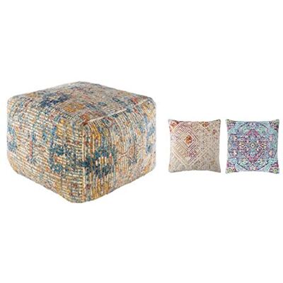 DKD Home Decor Pouf Multicolore Jute (40 x 40 x 40 cm) (2 pièces) DKD Home Decor Pouf Multicolore Jute (40 x 40 x 40 cm) (2 pièces)