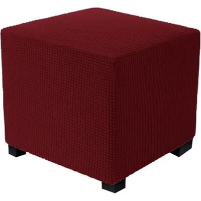 YXINAER Ottoman Housse élastique carrée en doublure polaire pour repose-pieds, protection pour meubles (rouge, M) YXINAER Ottoman Housse élastique carrée en doublure polaire pour repose-pieds, protection pour meubles (rouge, M)