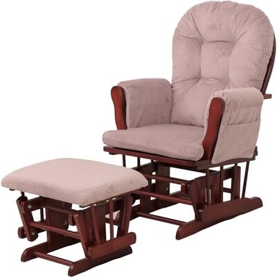 Mendler HWC-C76 Fauteuil de relaxation à bascule avec tabouret en tissu velours côtelé 320 g/m² Certifié Öko-Tex Structure rose foncé Mendler HWC-C76 Fauteuil de relaxation à bascule avec tabouret en tissu velours côtelé 320 g/m² Certifié Öko-Tex Structure rose foncé