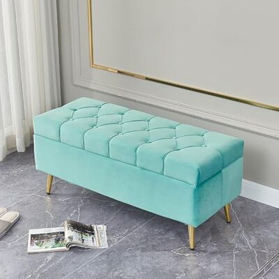 CWCQGH Banc ottoman de rangement en velours, repose-pieds touffeté à boutons, tabouret de canapé, tabouret rectangulaire en flanelle, table basse pour salon, chambre à coucher, vert, 60 x 40 x 45 cm CWCQGH Banc ottoman de rangement en velours, repose-pieds touffeté à boutons, tabouret de canapé, tabouret rectangulaire en flanelle, table basse pour salon, chambre à coucher, vert, 60 x 40 x 45 cm