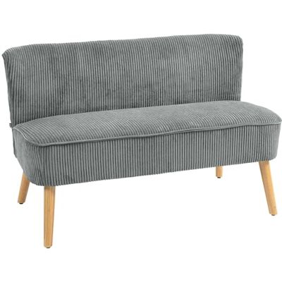 HOMCOM Canapé d'amour 46" velours côtelé 2 places, gris Siège épais rembourré, pieds en bois de caoutchouc, rembourré, salon, bureau à domicile HOMCOM Canapé d'amour 46" velours côtelé 2 places, gris Siège épais rembourré, pieds en bois de caoutchouc, rembourré, salon, bureau à domicile