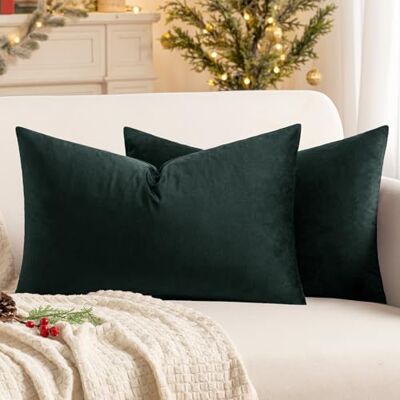 MIULEE Lot de 2 Housses de Coussins en Velours Décoratif Canapé Taie d'oreiller Super Lisse Doux Decoration Maison Salon Chambre pour Canapé 2 Pièces 30X50CM Vert Foncé MIULEE Lot de 2 Housses de Coussins en Velours Décoratif Canapé Taie d'oreiller Super Lisse Doux Decoration Maison Salon Chambre pour Canapé 2 Pièces 30X50CM Vert Foncé