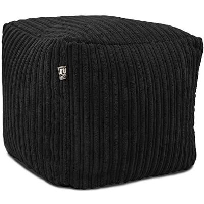 rucomfy Beanbags , Pouf en forme de cube en cordon Noir Pour la maison et le salon Durable et confortable 38 x 38 x 38 cm Noir rucomfy Beanbags , Pouf en forme de cube en cordon Noir Pour la maison et le salon Durable et confortable 38 x 38 x 38 cm Noir