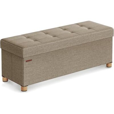SONGMICS Pouf de rangement, coffre pliable avec pieds, 38 x 110 x 40 cm, banc de rangement, charge jusqu'à 300 kg, pour salon, chambre, entrée, marron camel LSF018K11 MELISA Banc pliable avec pieds et repose-pieds, boîte de rangement, marron clair/noir SONGMICS Pouf de rangement, coffre pliable avec pieds, 38 x 110 x 40 cm, banc de rangement, charge jusqu'à 300 kg, pour salon, chambre, entrée, marron camel LSF018K11 MELISA Banc pliable avec pieds et repose-pieds, boîte de rangement, marron clair/noir