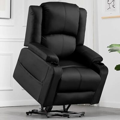 COMHOMA Fauteuil électrique Fauteuil Relax Massage et Relaxation Aide à Debout Doissier Réglable Pédales Rétractables avec 2 Porte-gobelets Cuir PU Noir COMHOMA Fauteuil électrique Fauteuil Relax Massage et Relaxation Aide à Debout Doissier Réglable Pédales Rétractables avec 2 Porte-gobelets Cuir PU Noir
