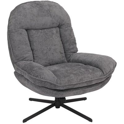 Mendler HWC-P32 Fauteuil de relaxation pivotant avec suspension Nosag en métal/textile chenille (370 g/m²) Gris Mendler HWC-P32 Fauteuil de relaxation pivotant avec suspension Nosag en métal/textile chenille (370 g/m²) Gris