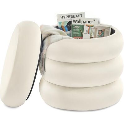 SONGMICS Pouf de Rangement Rond en Velours, 30 L, 43 x 43 x 47 cm Tabouret avec Coffre, Repose-Pieds, Charge 150 kg, pour Salon, Cappuccinobeige, Collection ISLAND LOM018LH01 SONGMICS Pouf de Rangement Rond en Velours, 30 L, 43 x 43 x 47 cm Tabouret avec Coffre, Repose-Pieds, Charge 150 kg, pour Salon, Cappuccinobeige, Collection ISLAND LOM018LH01