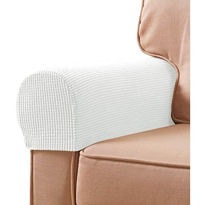 subrtex Lot de 2 housses d'accoudoirs extensibles en élasthanne pour canapés et fauteuils (blanc cassé) subrtex Lot de 2 housses d'accoudoirs extensibles en élasthanne pour canapés et fauteuils (blanc cassé)