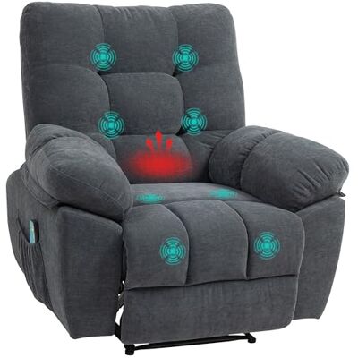 HOMCOM Fauteuil de relaxation électrique avec fonction allongée, vibration, chauffage, 8 modes, design proche du mur, repose-pieds, poche latérale, fauteuil TV pour salon, gris foncé HOMCOM Fauteuil de relaxation électrique avec fonction allongée, vibration, chauffage, 8 modes, design proche du mur, repose-pieds, poche latérale, fauteuil TV pour salon, gris foncé