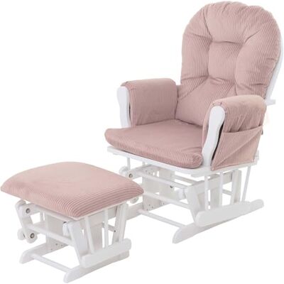 Mendler Fauteuil relax HWC-C76 en tissu Structure rose et blanc Fauteuil à bascule avec tabouret, en velours côtelé, 320 g/m², certifié Öko-Tex Mendler Fauteuil relax HWC-C76 en tissu Structure rose et blanc Fauteuil à bascule avec tabouret, en velours côtelé, 320 g/m², certifié Öko-Tex