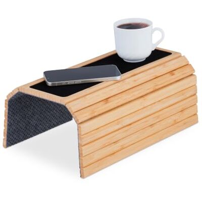 Relaxdays Support pour accoudoir, bambou, tablette pour canapé ou fauteuil, L x P : 42 x 34 cm, repose-boissons, nature Relaxdays Support pour accoudoir, bambou, tablette pour canapé ou fauteuil, L x P : 42 x 34 cm, repose-boissons, nature
