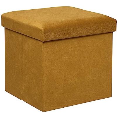 ATMOSPHERA CREATEUR D'INTERIEUR Atmosphera Pouf Coffre Pliant Lilou Jaune Ocre, 38 x 38 cm, Velours Siège d'Appoint, Rangement pour Salon, Chambre ATMOSPHERA CREATEUR D'INTERIEUR Atmosphera Pouf Coffre Pliant Lilou Jaune Ocre, 38 x 38 cm, Velours Siège d'Appoint, Rangement pour Salon, Chambre