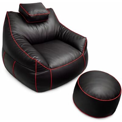 bananair Ensemble Pouf Gaming XXL et Repose-Pieds en Mousse Confort Détente et Gaming Appui-Tête Réglable, 2 Poches Pour Canapé, Salon & Setup Gaming (110×100×90 cm, Rouge) bananair Ensemble Pouf Gaming XXL et Repose-Pieds en Mousse Confort Détente et Gaming Appui-Tête Réglable, 2 Poches Pour Canapé, Salon & Setup Gaming (110×100×90 cm, Rouge)