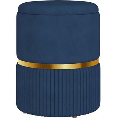 HOMCOM Pouf Tabouret Repose-Pied Coffre de Rangement 36x36x44cm Bleu Foncé en Velours Côtelé, Design Moderne, pour Salon, Chambre HOMCOM Pouf Tabouret Repose-Pied Coffre de Rangement 36x36x44cm Bleu Foncé en Velours Côtelé, Design Moderne, pour Salon, Chambre