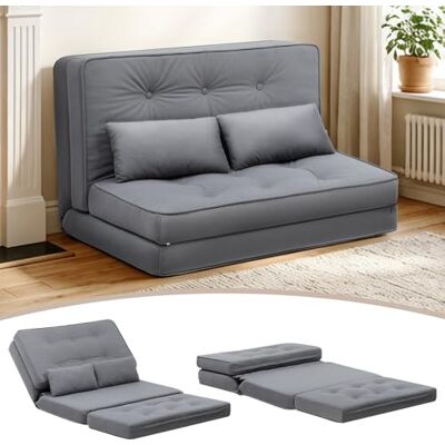 COMHOMA Canape Convertible 2 Places Petit Lit Sofa Dossier Réglable à 6 Niveaux, Adapté au Salon, à la Chambre et au Camping, Gris COMHOMA Canape Convertible 2 Places Petit Lit Sofa Dossier Réglable à 6 Niveaux, Adapté au Salon, à la Chambre et au Camping, Gris