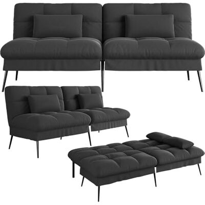 COMHOMA Canapé-lit avec Fonction de Couchage Housse futon Convertible Canapé d'angle Canapé d'invité 3 Places avec Dossier réglable en Tissu Noir COMHOMA Canapé-lit avec Fonction de Couchage Housse futon Convertible Canapé d'angle Canapé d'invité 3 Places avec Dossier réglable en Tissu Noir
