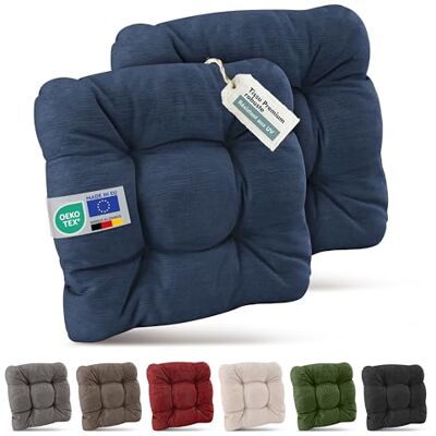 Beautissu Premium Set de 2 galette chaise jardin extérieur résistant aux UV 40x40cm bleu foncé 8cm épaisseur coussin siège robuste fauteuil terasse balcon HighLux SK Beautissu Premium Set de 2 galette chaise jardin extérieur résistant aux UV 40x40cm bleu foncé 8cm épaisseur coussin siège robuste fauteuil terasse balcon HighLux SK