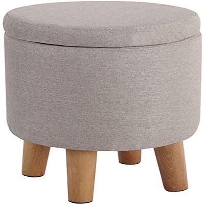 KHLMSRXJ Repose-pieds de rangement, ottoman, coffre ottoman, housse en tissu amovible, chaise ronde, petit banc, moderne et simple, tabouret à langer avec pieds en bois, décoration d'intérieur KHLMSRXJ Repose-pieds de rangement, ottoman, coffre ottoman, housse en tissu amovible, chaise ronde, petit banc, moderne et simple, tabouret à langer avec pieds en bois, décoration d'intérieur