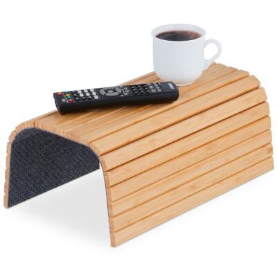 Relaxdays Support pour accoudoir, bambou, tablette pour canapé ou fauteuil, L x P : 42 x 34 cm, repose-boissons, nature Relaxdays Support pour accoudoir, bambou, tablette pour canapé ou fauteuil, L x P : 42 x 34 cm, repose-boissons, nature