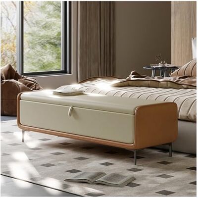 FAJNUZI2024 Banc de lit Banc ottoman de rangement moderne en simili cuir avec base métal, banc chambre rembourré for bout lit, à chaussures luxe, repose-pieds for coucher, salon, entrée(Orange,120 * 45 * 43cm) FAJNUZI2024 Banc de lit Banc ottoman de rangement moderne en simili cuir avec base métal, banc chambre rembourré for bout lit, à chaussures luxe, repose-pieds for coucher, salon, entrée(Orange,120 * 45 * 43cm)