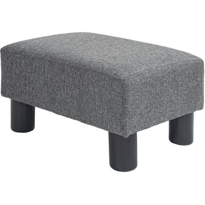 HOMCOM Tabouret avec aspect lin Repose-pieds moderne Ottoman Pour chambre à coucher, salon Gris foncé HOMCOM Tabouret avec aspect lin Repose-pieds moderne Ottoman Pour chambre à coucher, salon Gris foncé
