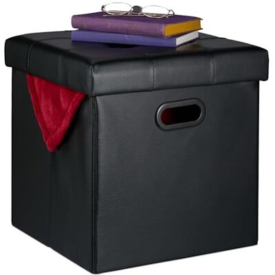 RELAXDAYS Pouf Contenitore - Pouf de rangement multifonction - Noir RELAXDAYS Pouf Contenitore - Pouf de rangement multifonction - Noir