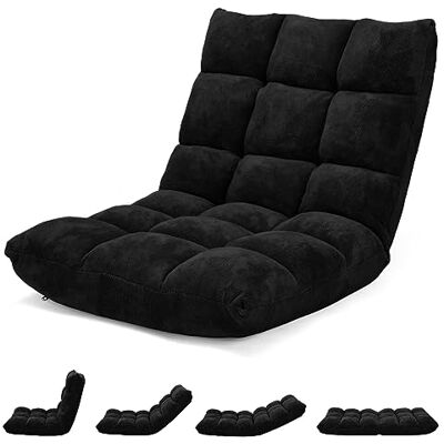 COSTWAY Canapé Paresseux Tatami Pliable Chaise de Plancher Coussin de Chaise de Lit Siège de Sol pour Maison, Bureau 105 x 57 x 15 cm (Noir) COSTWAY Canapé Paresseux Tatami Pliable Chaise de Plancher Coussin de Chaise de Lit Siège de Sol pour Maison, Bureau 105 x 57 x 15 cm (Noir)