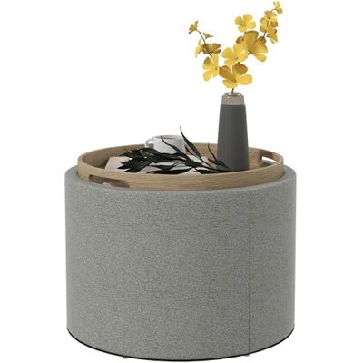HOMCOM Tabouret de rangement avec couvercle rabattable 56x56x42cm Gris Repose-pieds rond, cube d'assise, pouf, tabouret rembourré avec pieds en bois, finition velours. HOMCOM Tabouret de rangement avec couvercle rabattable 56x56x42cm Gris Repose-pieds rond, cube d'assise, pouf, tabouret rembourré avec pieds en bois, finition velours.