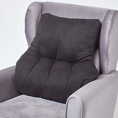 HOMESCAPES Coussin Ergonomique Lombaire, Coussin de positionnement Soutien du Dos en suédine, pour Chaise, Fauteuil et Voiture, Noir, 58 x 68 x 15 cm HOMESCAPES Coussin Ergonomique Lombaire, Coussin de positionnement Soutien du Dos en suédine, pour Chaise, Fauteuil et Voiture, Noir, 58 x 68 x 15 cm