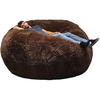 bananair Pouf Géant XXL en Fourrure Doux & Confortable Housse Lavable en Machine Généreusement Rembourré, Qualité Supérieure Pouf Lit, Pouf XXL, Bean Bag, Gros Pouf (Chocolat, 180 cm) bananair Pouf Géant XXL en Fourrure Doux & Confortable Housse Lavable en Machine Généreusement Rembourré, Qualité Supérieure Pouf Lit, Pouf XXL, Bean Bag, Gros Pouf (Chocolat, 180 cm)