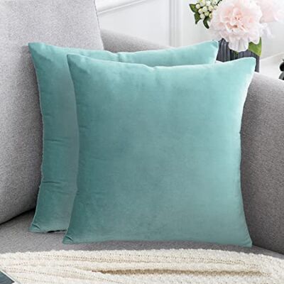 Douceur De Plumes Lot de 2 Housse de Coussin décorative Vert d'eau clair Velours 40x40 cm Uni, Taie d'Oreiller Turquoise Lagune Carré Doux et Moderne Canapé Aqua Salon Scandinave (2 Vert d'eau clair) Douceur De Plumes Lot de 2 Housse de Coussin décorative Vert d'eau clair Velours 40x40 cm Uni, Taie d'Oreiller Turquoise Lagune Carré Doux et Moderne Canapé Aqua Salon Scandinave (2 Vert d'eau clair)