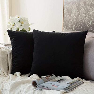 MIULEE Housses de coussin décoratives en velours pour canapé ou chambre à coucher, avec fermeture éclair invisible, carrée, 45x45 cm, 2 pièces, orange MIULEE Housses de coussin décoratives en velours pour canapé ou chambre à coucher, avec fermeture éclair invisible, carrée, 45x45 cm, 2 pièces, orange