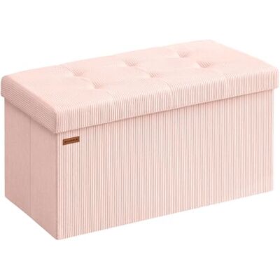 SONGMICS Repose-pieds avec rangement, banc pliable, 38 x 76 x 38 cm, repose-pieds, banquette-lit, coffre de rangement, charge maximale 300 kg, salon, chambre, couloir, rose pastel LSF603R01 SONGMICS Repose-pieds avec rangement, banc pliable, 38 x 76 x 38 cm, repose-pieds, banquette-lit, coffre de rangement, charge maximale 300 kg, salon, chambre, couloir, rose pastel LSF603R01