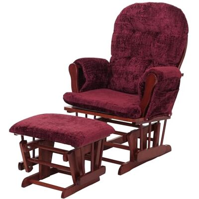 Mendler HWC-C76 Fauteuil de relaxation à bascule avec tabouret en tissu chenille (465 g/m²) Bordeaux Armature foncée Mendler HWC-C76 Fauteuil de relaxation à bascule avec tabouret en tissu chenille (465 g/m²) Bordeaux Armature foncée