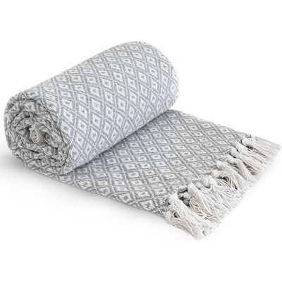 Emma Barclay Casablanca – Couvre-lit en coton recyclé tissé scandinave pour fauteuil, canapé, lit, lit, 127 x 152 cm, argenté Emma Barclay Casablanca – Couvre-lit en coton recyclé tissé scandinave pour fauteuil, canapé, lit, lit, 127 x 152 cm, argenté