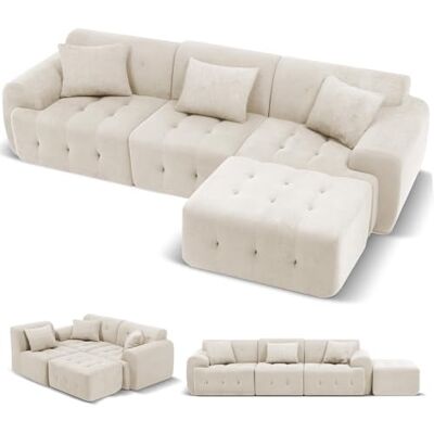 COMHOMA Canapé 2 places, 180 x 86 x 40 cm, avec dossier, coussin et accoudoir, canapé moderne en tissu pour salon, appartement, bureau, sans montage, BEIGE COMHOMA Canapé 2 places, 180 x 86 x 40 cm, avec dossier, coussin et accoudoir, canapé moderne en tissu pour salon, appartement, bureau, sans montage, BEIGE