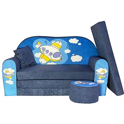 FORTISLINE Canapé enfant canapé pour enfants ouvrant lit fonction + tabouret W319 2 nombreux modèles (Airplane) FORTISLINE Canapé enfant canapé pour enfants ouvrant lit fonction + tabouret W319 2 nombreux modèles (Airplane)