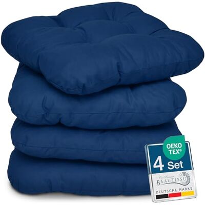 Beautissu set van 4 zitkussens comfortabel stoelkussen eetkamer stoel bank 40x40cm donkerblauw zacht met 8cm vulling stoelpads zitkussen kussen keuken tuinstoel Bleu foncé Coussin Souple chaises Lisa Beautissu set van 4 zitkussens comfortabel stoelkussen eetkamer stoel bank 40x40cm donkerblauw zacht met 8cm vulling stoelpads zitkussen kussen keuken tuinstoel Bleu foncé Coussin Souple chaises Lisa