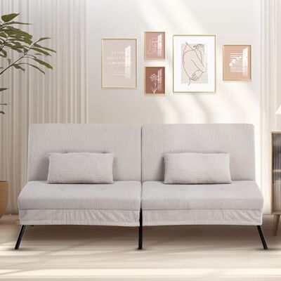 COMHOMA Canapé-lit avec Fonction de Couchage Housse futon Convertible Canapé d'angle Canapé d'invité 3 Places avec Dossier réglable en Velours côtelé Beige COMHOMA Canapé-lit avec Fonction de Couchage Housse futon Convertible Canapé d'angle Canapé d'invité 3 Places avec Dossier réglable en Velours côtelé Beige