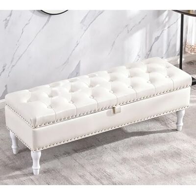 LIHDNGXM Banc coffre en cuir avec charnière de sécurité, chambre rembourré extra long avec rangement, banc de bout de lit pour entrée, repose-pieds pour salon(B,150x40x45cm) LIHDNGXM Banc coffre en cuir avec charnière de sécurité, chambre rembourré extra long avec rangement, banc de bout de lit pour entrée, repose-pieds pour salon(B,150x40x45cm)