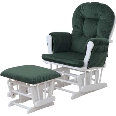 Mendler HWC-C76 Fauteuil de relaxation avec tabouret en tissu velours côtelé 320 g/m² Certifié Öko-Tex Vert Armature blanche Mendler HWC-C76 Fauteuil de relaxation avec tabouret en tissu velours côtelé 320 g/m² Certifié Öko-Tex Vert Armature blanche