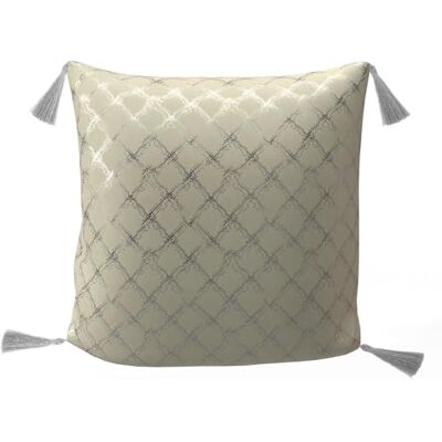 Soleil d'ocre , Coussin festif en pur coton 40x40 cm CELESTE argent Soleil d'ocre , Coussin festif en pur coton 40x40 cm CELESTE argent
