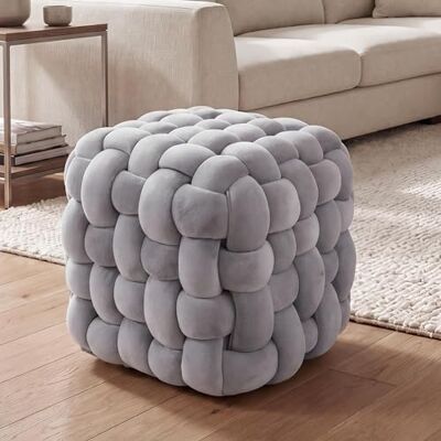 Mendler HWC-Q48 Tabouret ottoman rembourré en velours (220 g/m²) 39 cm Gris foncé Mendler HWC-Q48 Tabouret ottoman rembourré en velours (220 g/m²) 39 cm Gris foncé