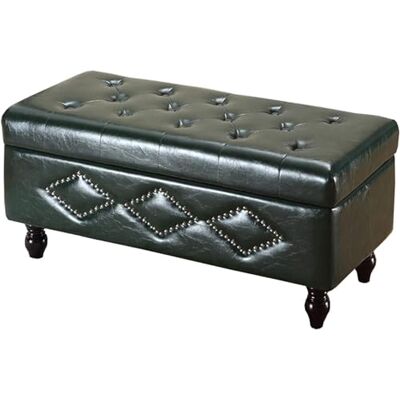 WENWENLEE Repose-pieds ottoman, banc de canapé rectangulaire, coussin en polyuréthane, boîte de rangement de grande capacité, décoration à rivets vintage, banc à chaussures en bois massif, poids de charge 150 WENWENLEE Repose-pieds ottoman, banc de canapé rectangulaire, coussin en polyuréthane, boîte de rangement de grande capacité, décoration à rivets vintage, banc à chaussures en bois massif, poids de charge 150