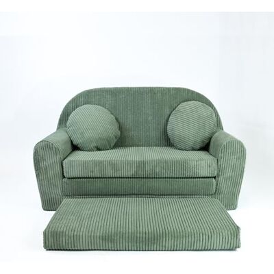 FORTISLINE Canapé pour enfant XXL pliable 96 x 57 x 48 cm Canapé pour enfant en velours côtelé avec surface de couchage 165 cm Canapé pour chambre d'enfant avec 2 coussins Housse amovible et FORTISLINE Canapé pour enfant XXL pliable 96 x 57 x 48 cm Canapé pour enfant en velours côtelé avec surface de couchage 165 cm Canapé pour chambre d'enfant avec 2 coussins Housse amovible et