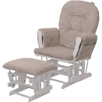 Mendler HWC-C76 Fauteuil de relaxation avec tabouret en tissu chenille (465 g/m²) Certifié Öko-Tex Crème Armature blanche Mendler HWC-C76 Fauteuil de relaxation avec tabouret en tissu chenille (465 g/m²) Certifié Öko-Tex Crème Armature blanche